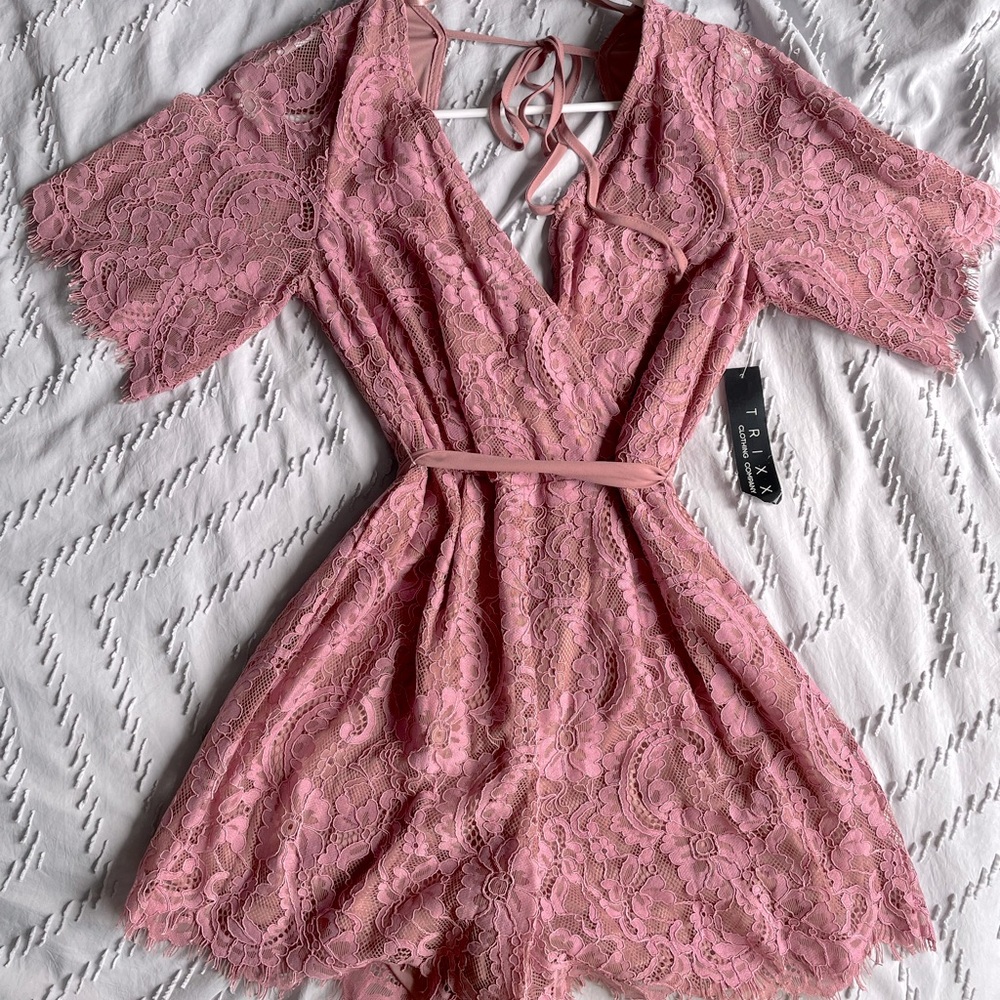 Pink Lace Romper